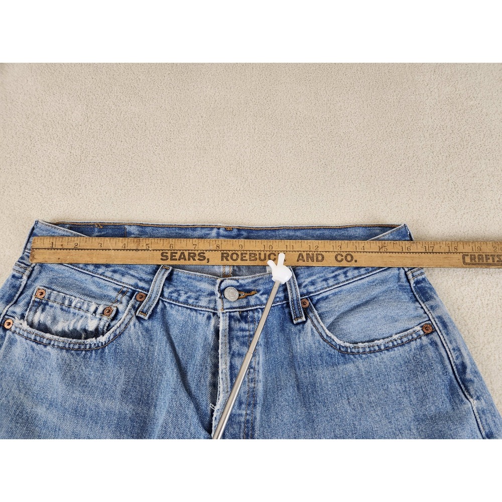 VTG Men's Levis 501 Buttonfly Blue Jeans Tag Size 36x30 Distressed - Picture 7 of 11